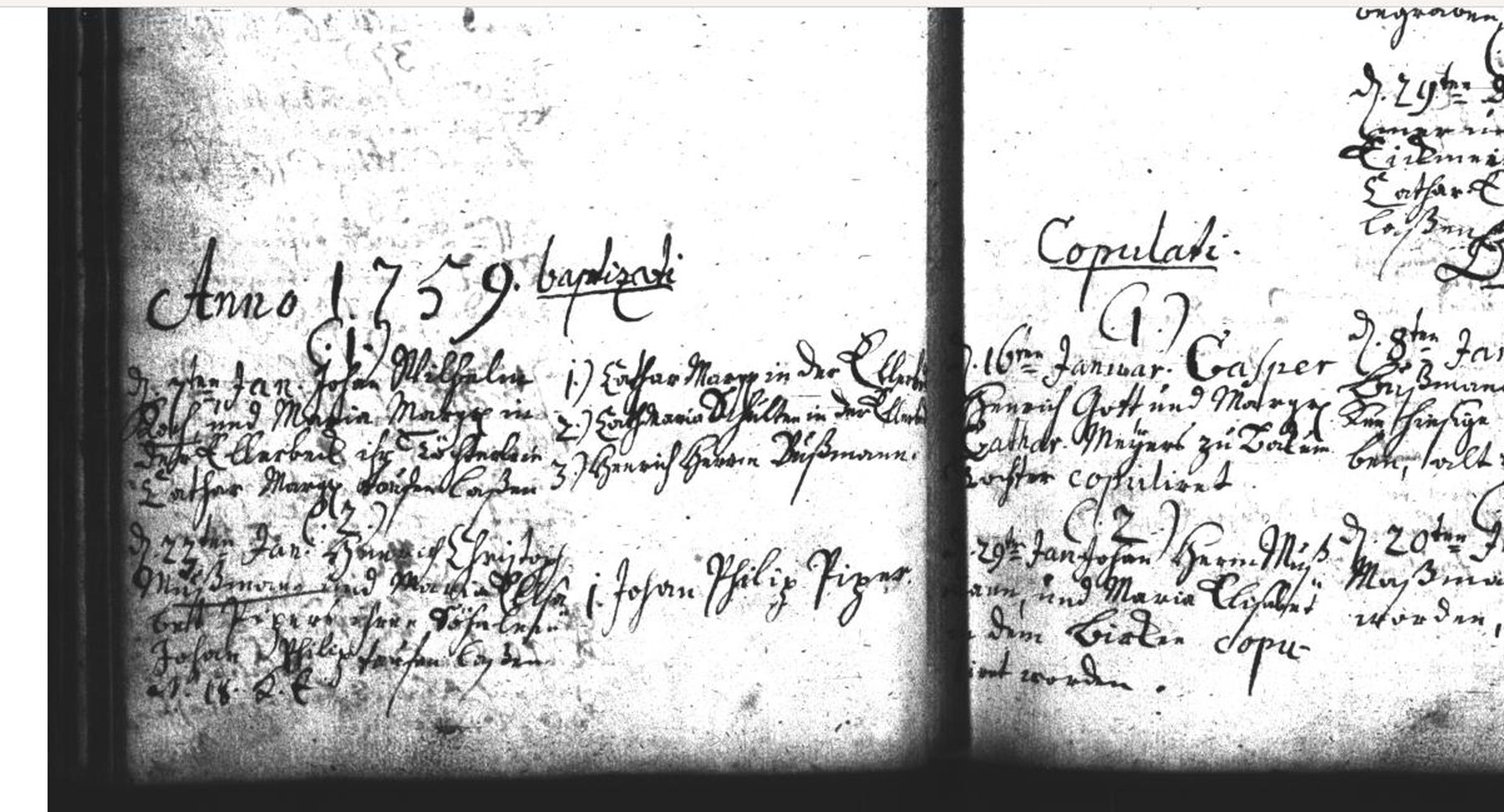 Trauungseintrag vom 16. Januar 1759, Kirchenbuch Hörste